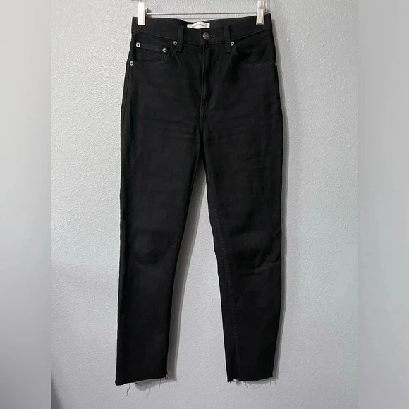 Reformation Denim - Reformation Jeans Women’s Liza High Rise Straight Leg Raw Hem Black Sz 25 EUC